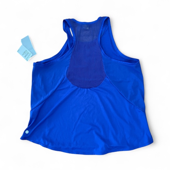NWT ZELLA Blue Racerback Mesh Running Workout Yoga Top Sz L - Picture 2 of 8